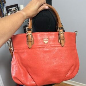 Authentic  Soft Leather MCM  Orange 2 way bag